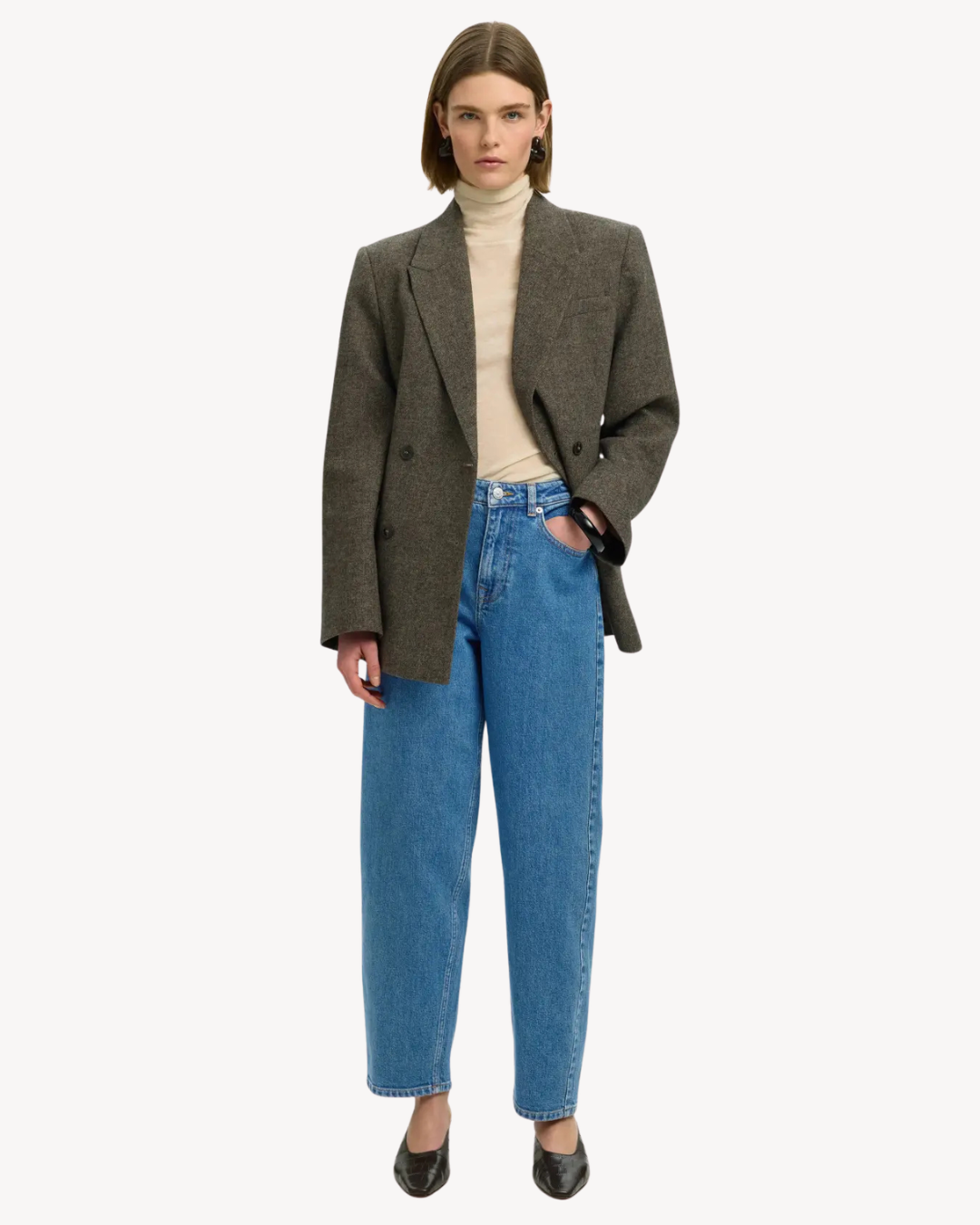 Selected Femme - Slwbarrel Bea-Kori HW Jeans Noos - Blu