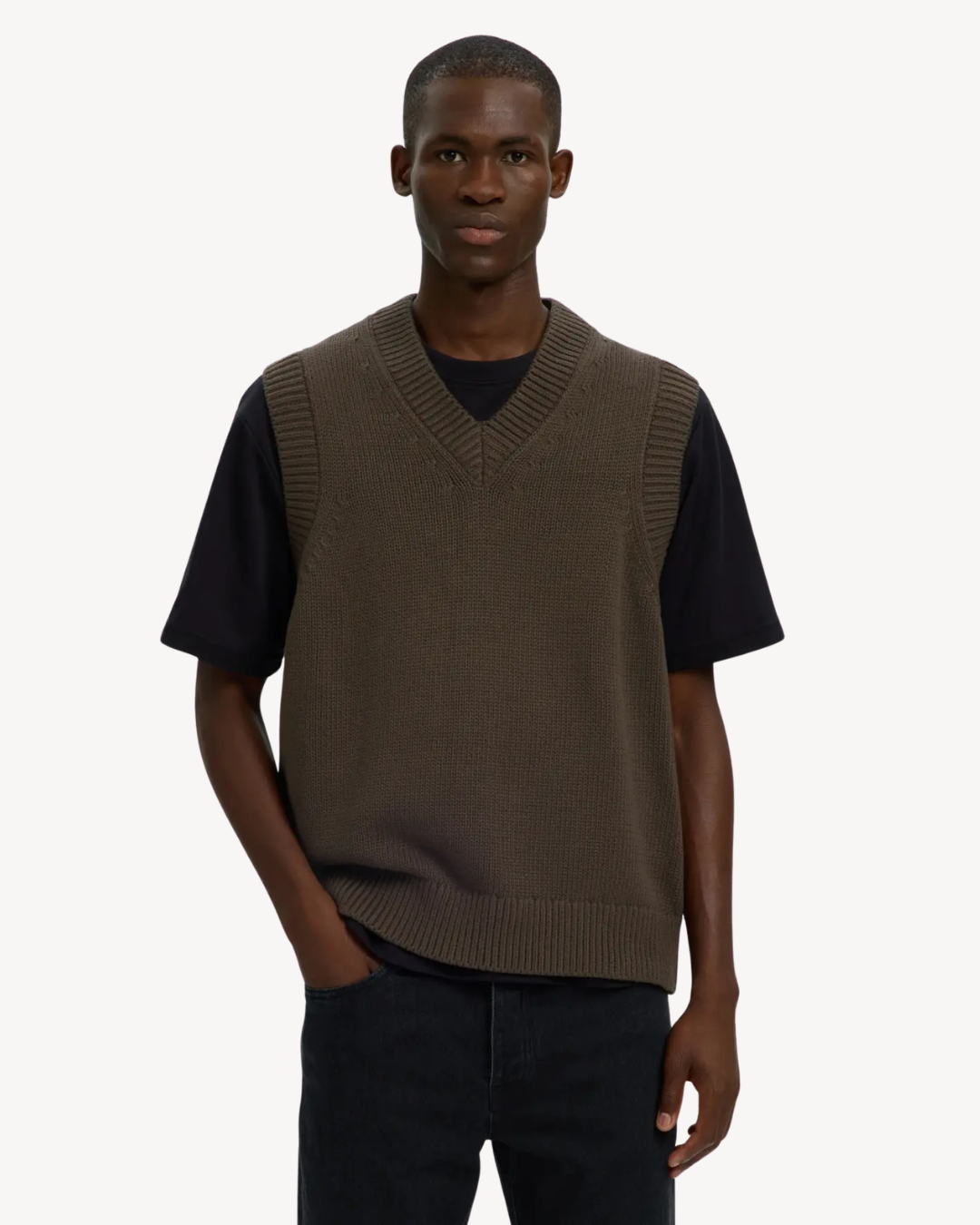 Selected Homme - Slmbraun Heavy Knit Vest - Turkish Coffee
