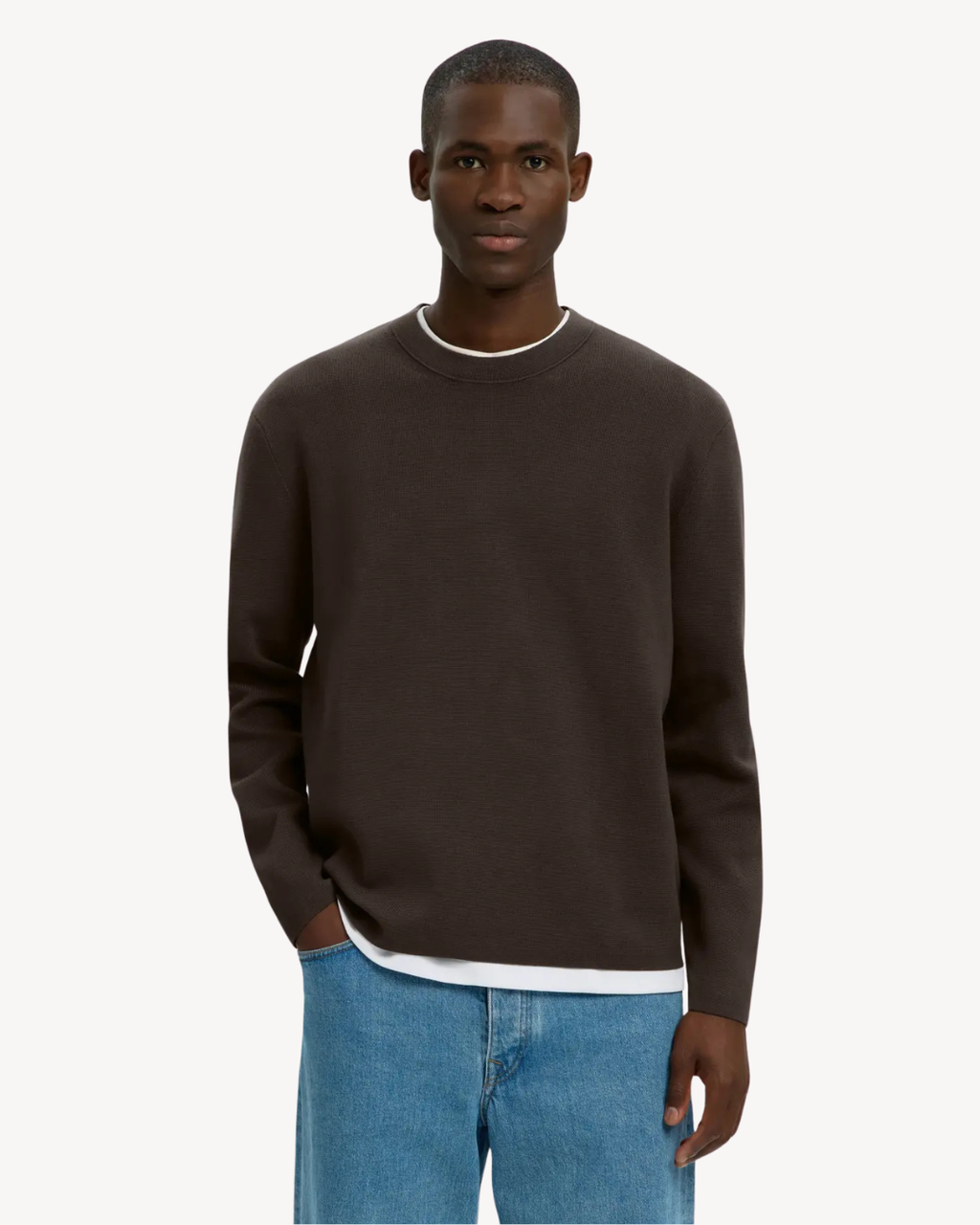 Selected Homme - Slmmike Light LS Knit Crew Neck - Turkish Cofee