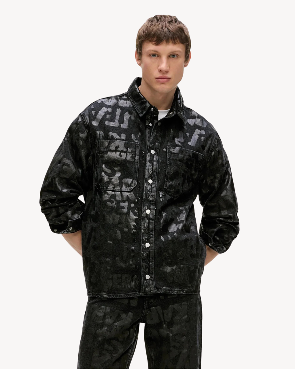 Karl Lagerfeld Jeans - Klj Aop Denim Overshirt - Washed Black