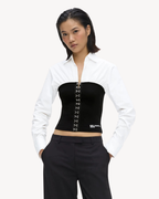 Karl Lagerfeld Jeans - Klj Mixed Poplin Blouse - Bianco e Nero