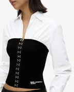 Karl Lagerfeld Jeans - Klj Mixed Poplin Blouse - Bianco e Nero