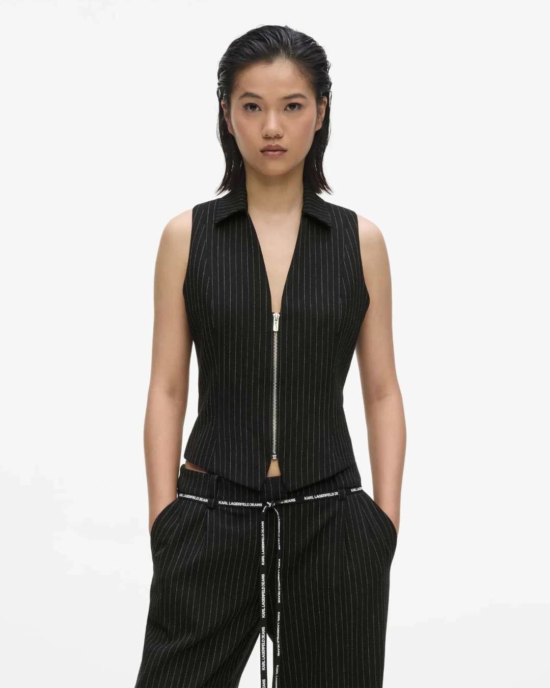 Karl Lagerfeld Jeans - Klj Pinstripe Waistcoat - Yarn Dyed Pinstripe