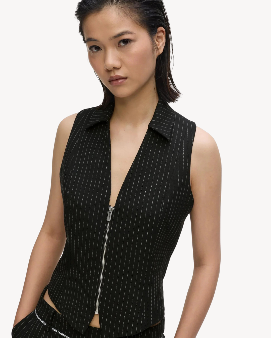 Karl Lagerfeld Jeans - Klj Pinstripe Waistcoat - Yarn Dyed Pinstripe