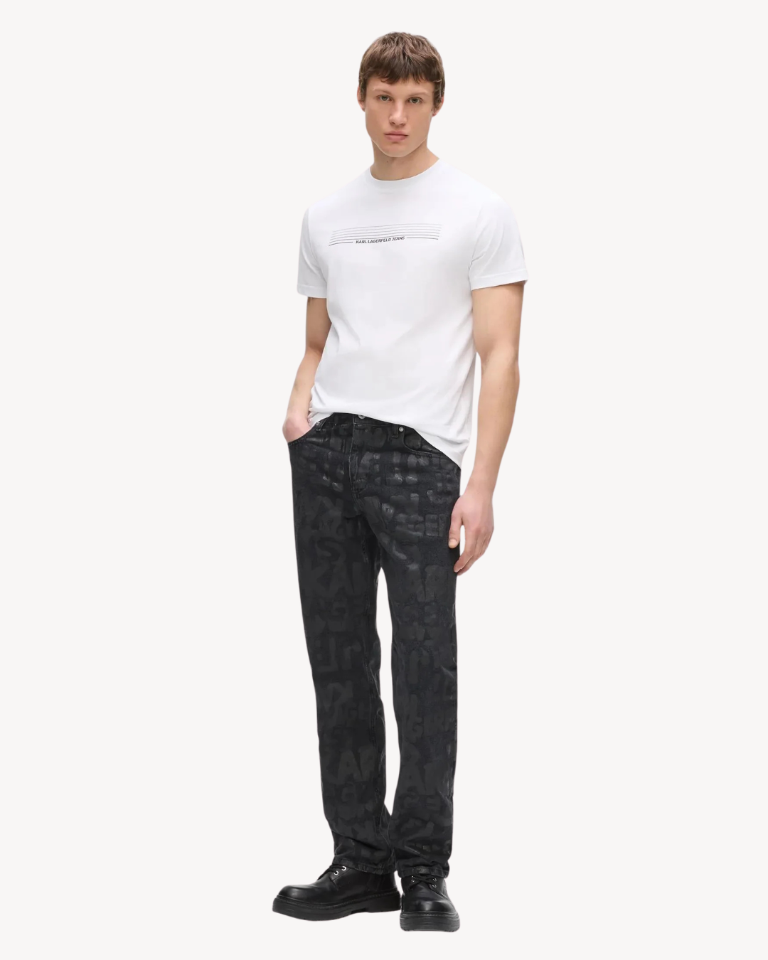 Karl Lagerfeld Jeans - Klj Straight Aop Denim - Washed Black