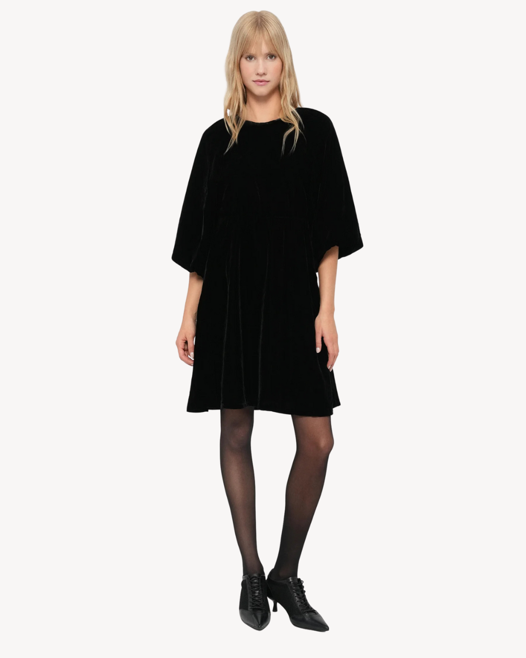 Selected Femme - Slfabbi Laurina Regular LS Short Dress B - Nero