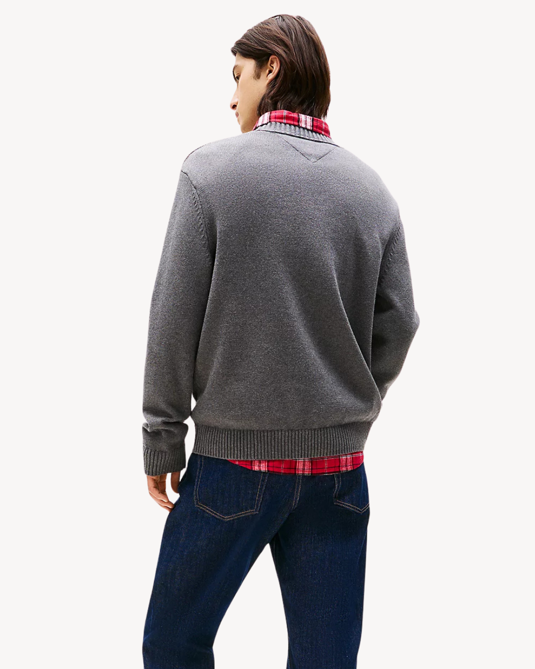 Tommy Jeans - Regular Melange Flag Sweater - Grigio