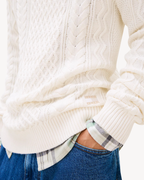Tommy Jeans - Slim Badge Cable Knit Sweater - Bianco