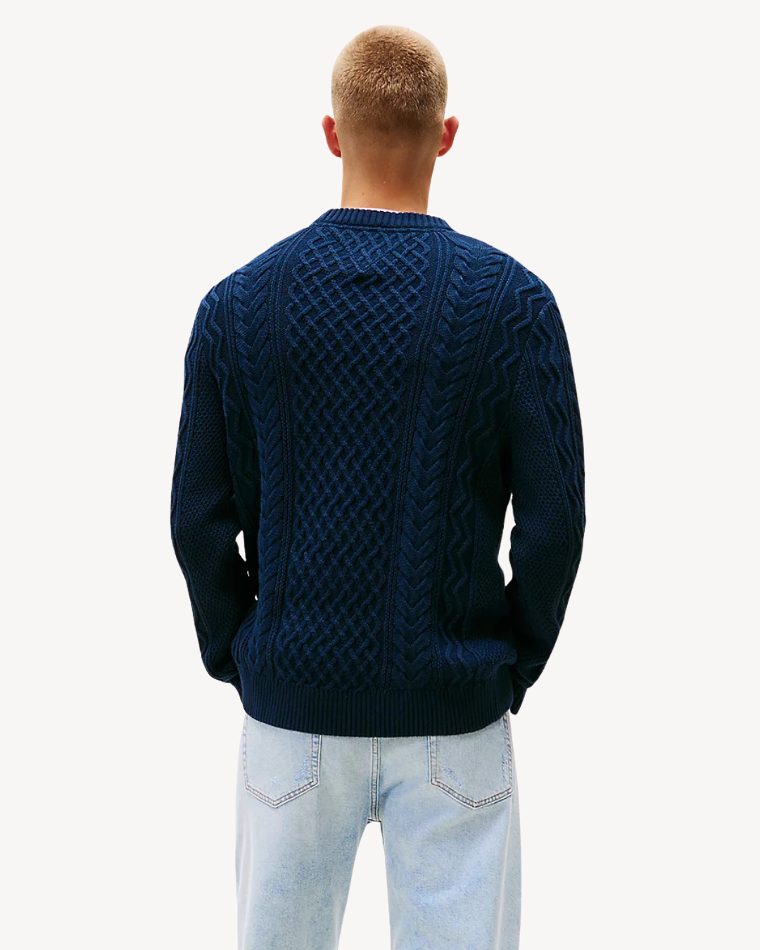 Tommy Jeans - Slim Badge Cable Knit Sweater - Blu