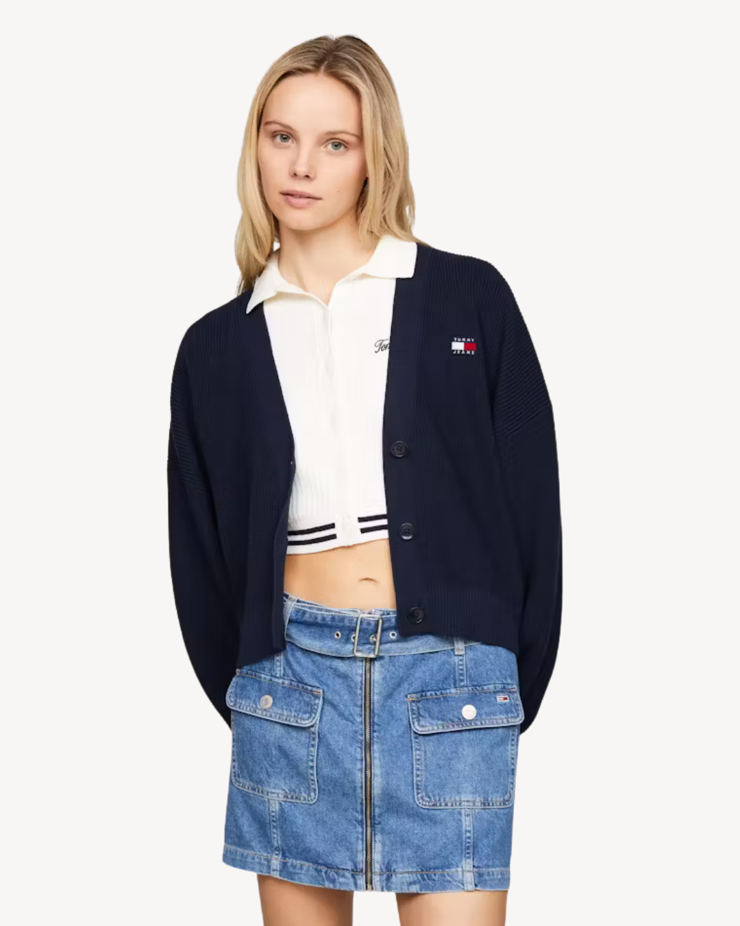 Tommy Jeans - Flag Badge Cardigan - Blu
