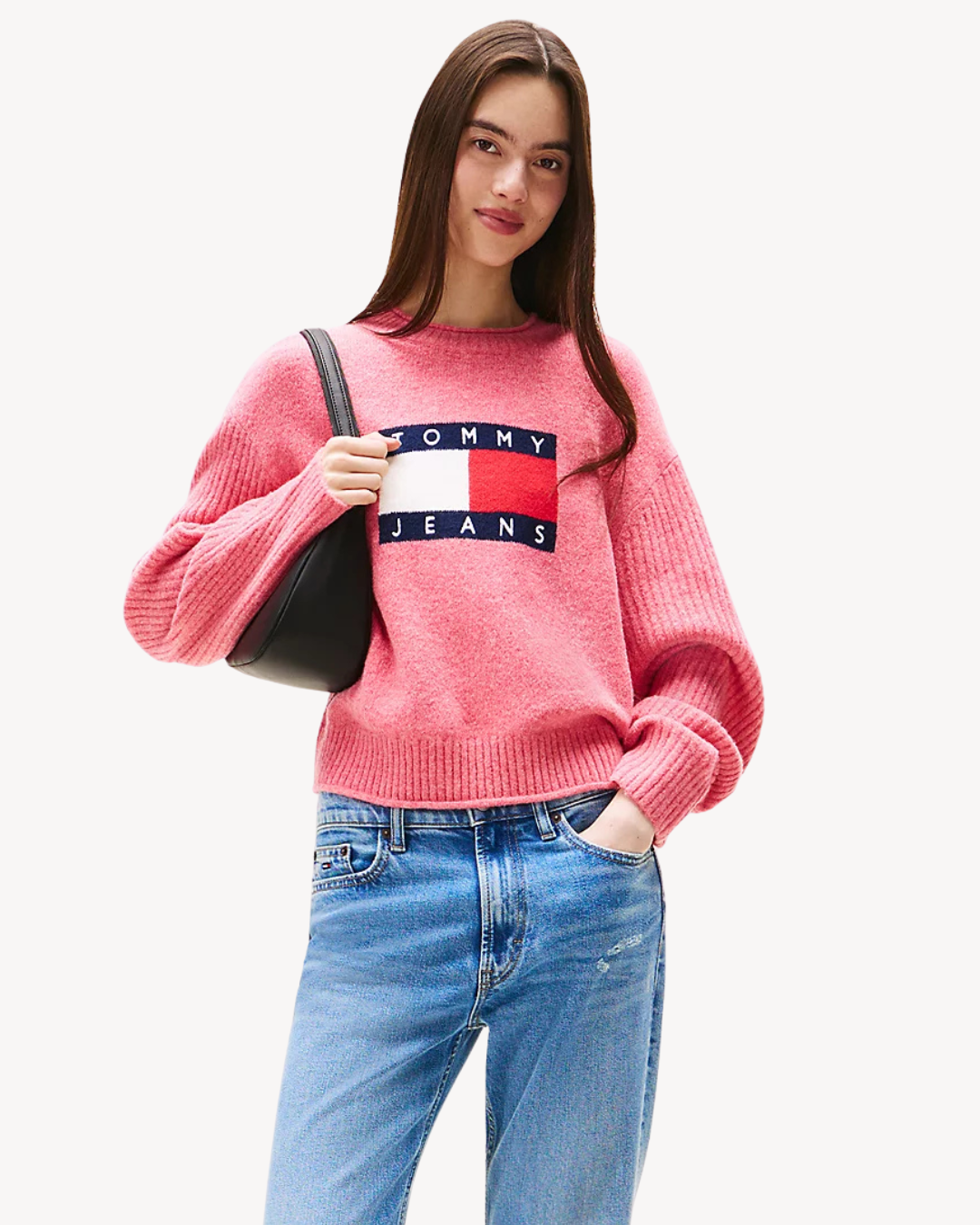 Tommy Jeans - Melange Flag Sweater - Magenta