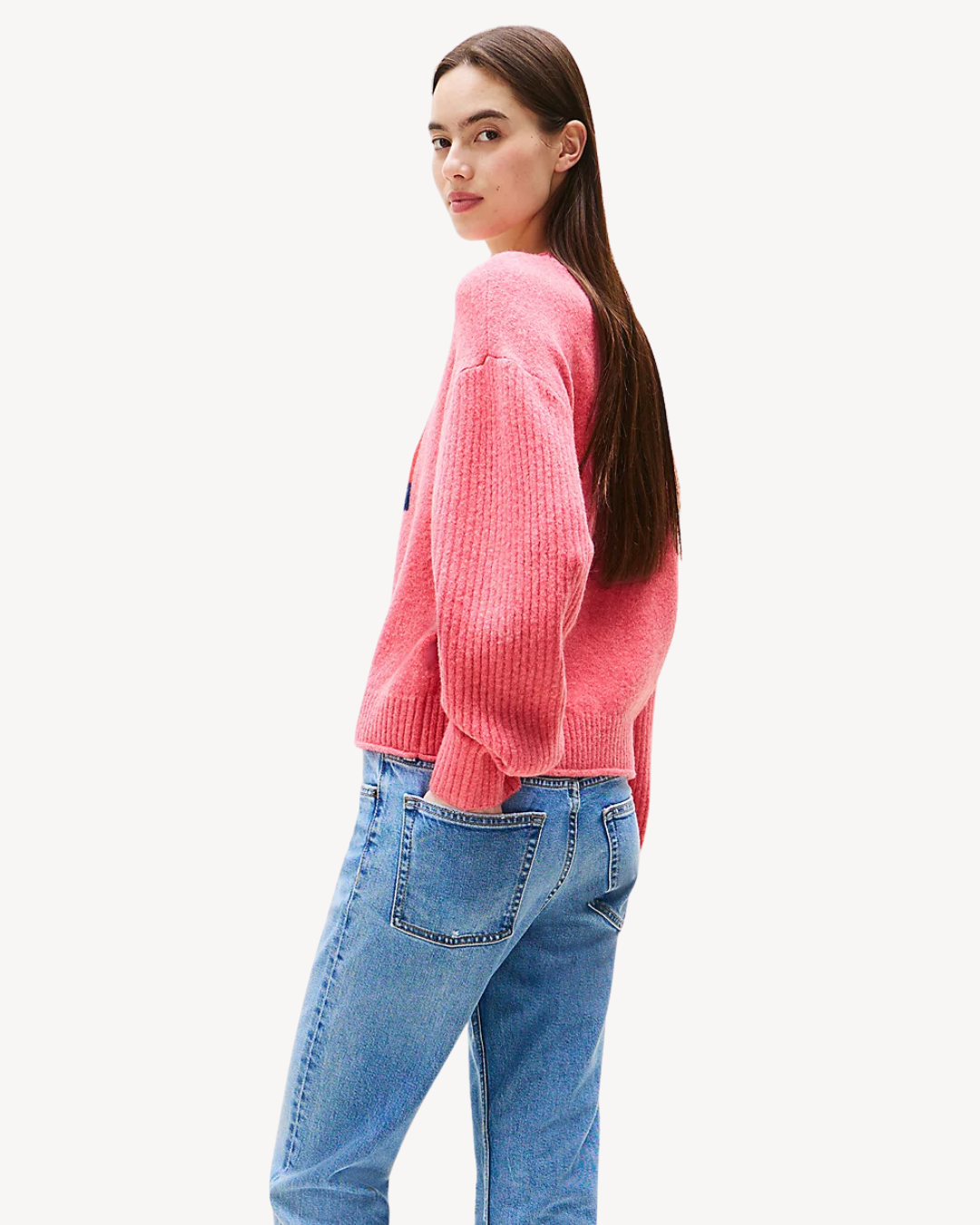 Tommy Jeans - Melange Flag Sweater - Magenta