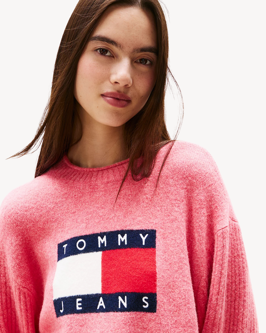 Tommy Jeans - Melange Flag Sweater - Magenta