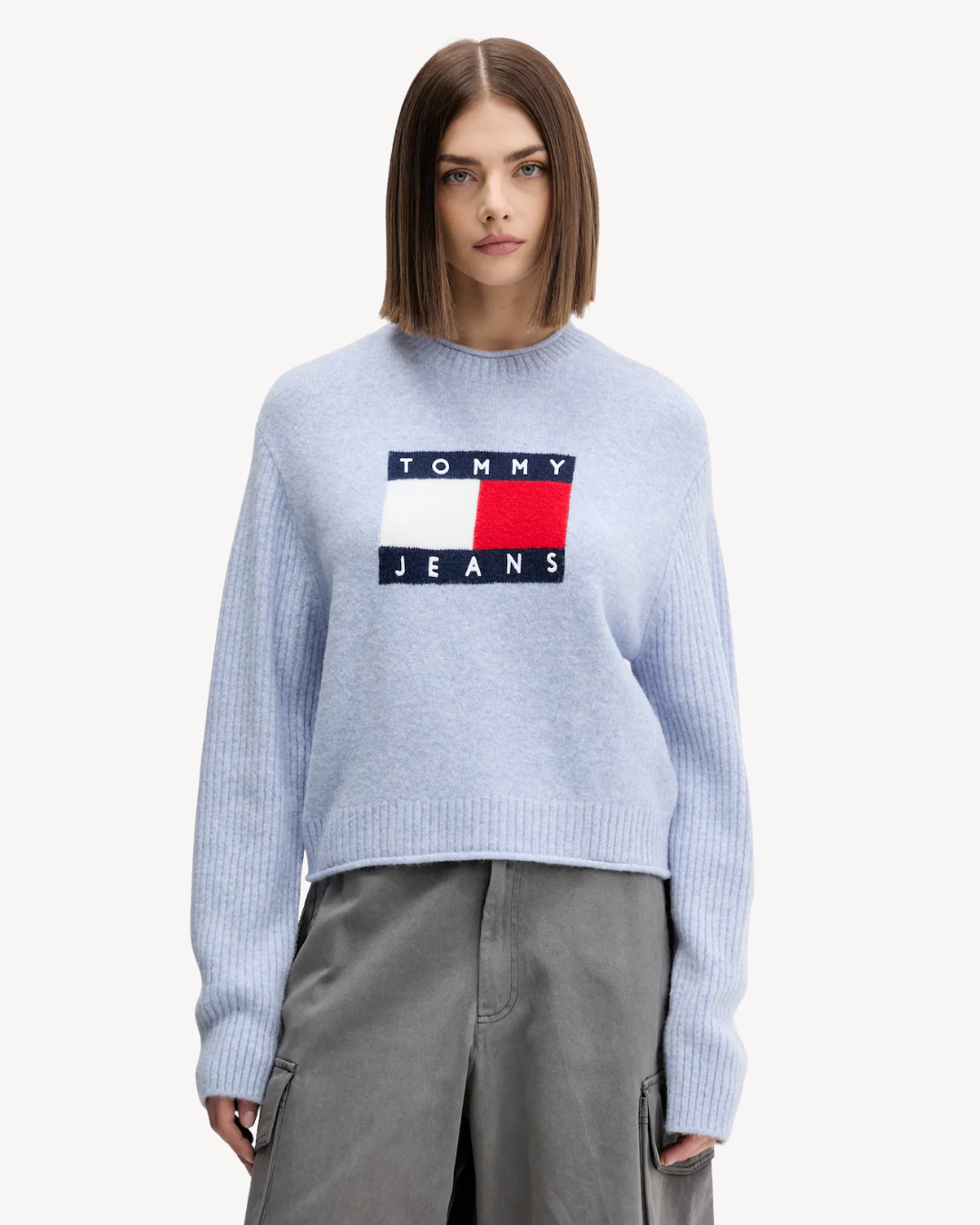 Tommy Jeans - Melange Flag Sweater - Celeste
