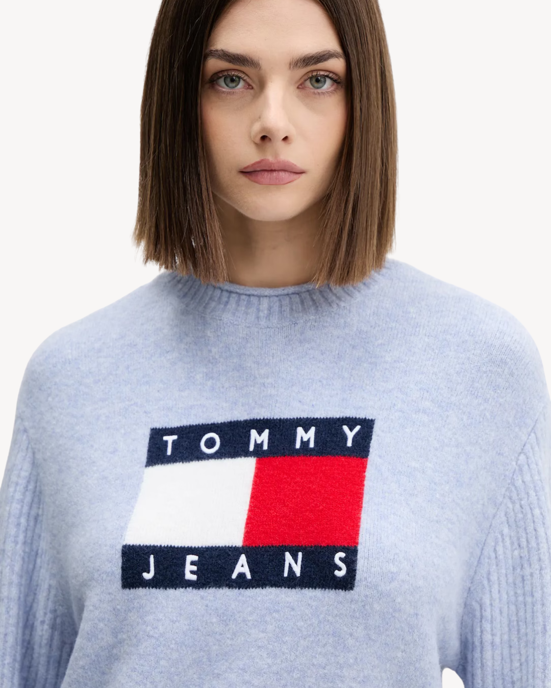 Tommy Jeans - Melange Flag Sweater - Celeste