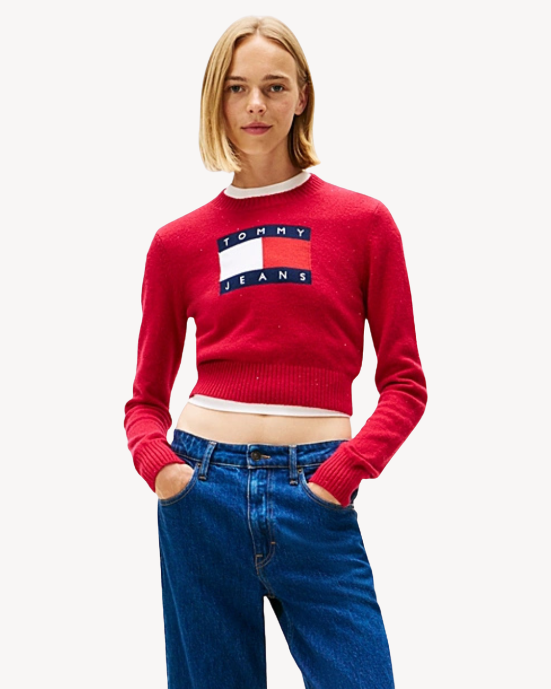 Tommy Jeans - Sparkle Flag Sweater - Rosso
