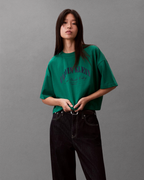 Calvin Klein Jeans - SS Cropped Boxy Heritage Crest Logo Tee - Verde
