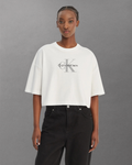 Calvin Klein Jeans - SS Boxy Crop Monologo Tee - Bianco