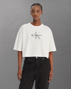 Calvin Klein Jeans - SS Boxy Crop Monologo Tee - Bianco