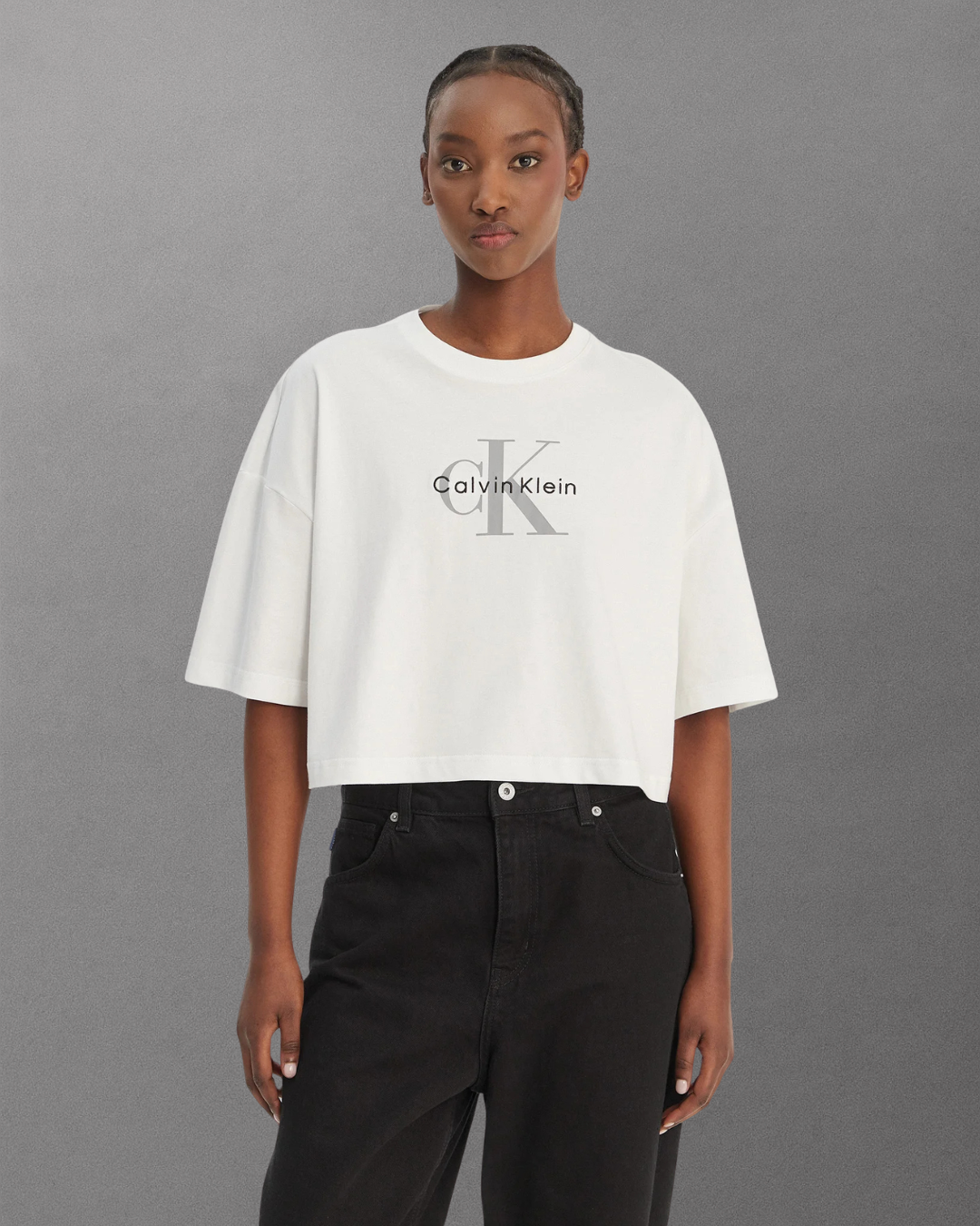 Calvin Klein Jeans - SS Boxy Crop Monologo Tee - Bianco