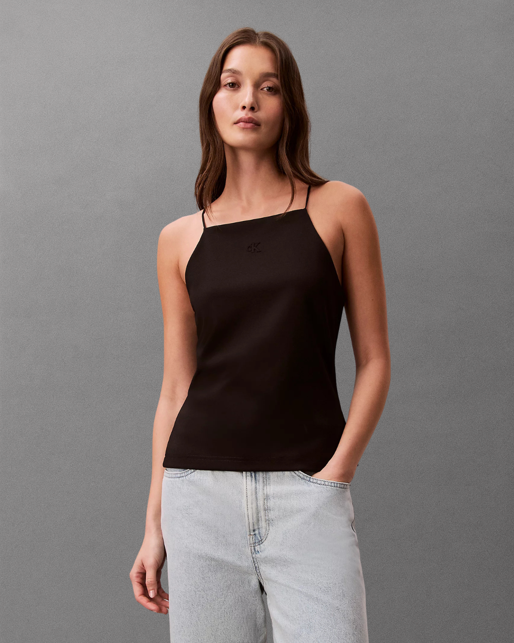 Calvin Klein Jeans - SL Ponte Monogram Cami - Nero