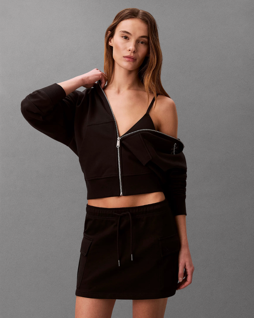 Calvin Klein Jeans - Monogram Terry Cargo Skirt - Nero