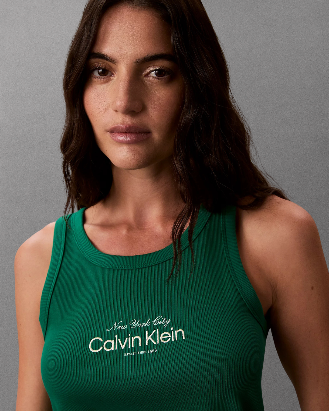Calvin Klein Jeans - Contour 2X2 Rib Graphic Tank - Verde