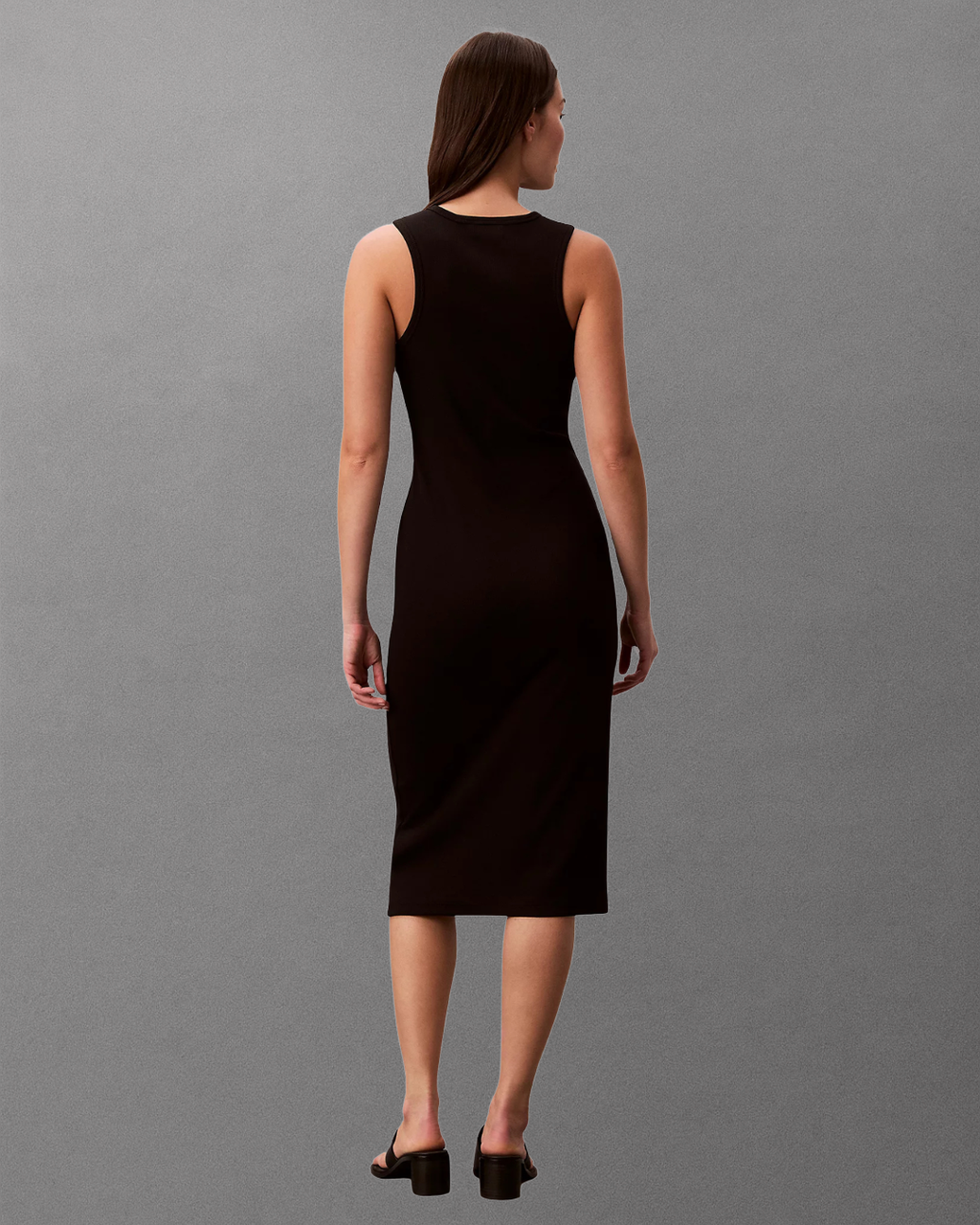 Calvin Klein Jeans - SL Monologo Baby Rib Tank Midi Dress - Nero