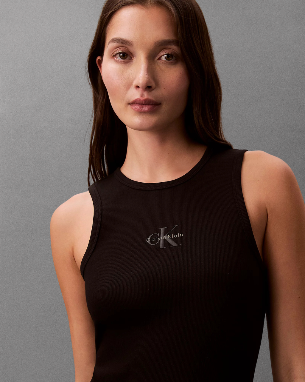 Calvin Klein Jeans - SL Monologo Baby Rib Tank Midi Dress - Nero