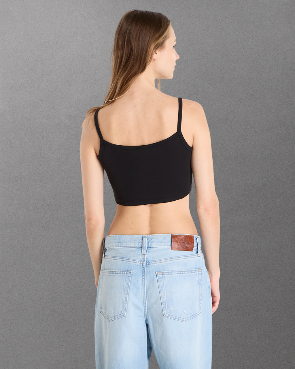 Calvin Klein Jeans - SL Woven Label 2X2 Baby Rib Crop Top - Nero