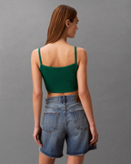 Calvin Klein Jeans - SL Woven Label 2X2 Baby Rib Crop Top - Verde