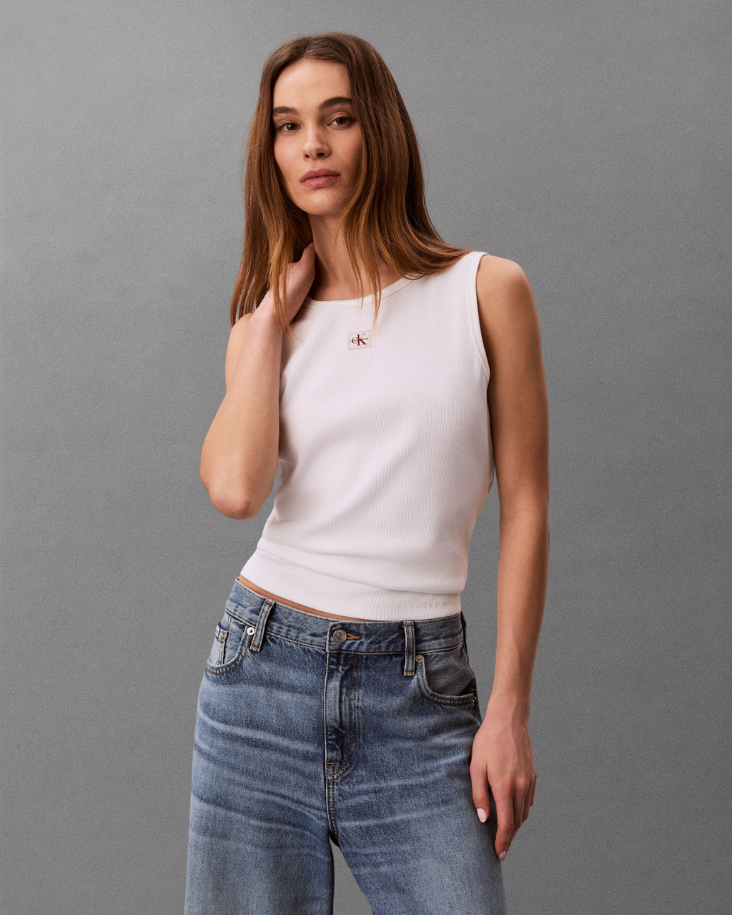 Calvin Klein Jeans - SL Woven Label 2X2 Baby Rib Cuto - Bianco