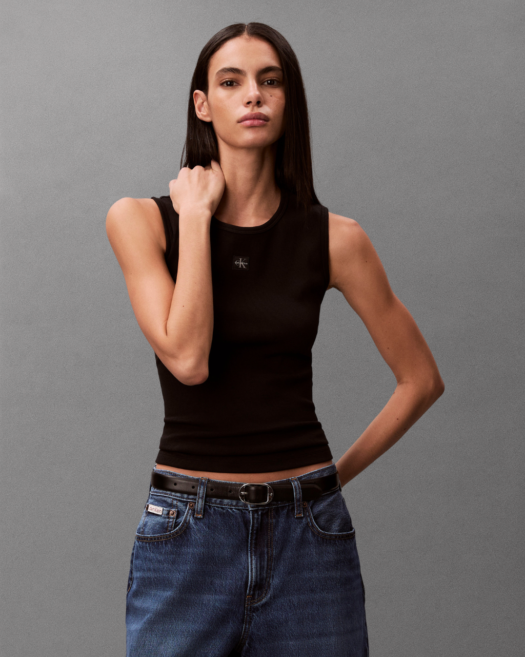 Calvin Klein Jeans - SL Woven Label 2X2 Baby Rib Cuto - Nero