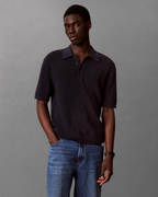 Calvin Klein Jeans - SS Cotton Waffle Polo Collarsweater - Blu