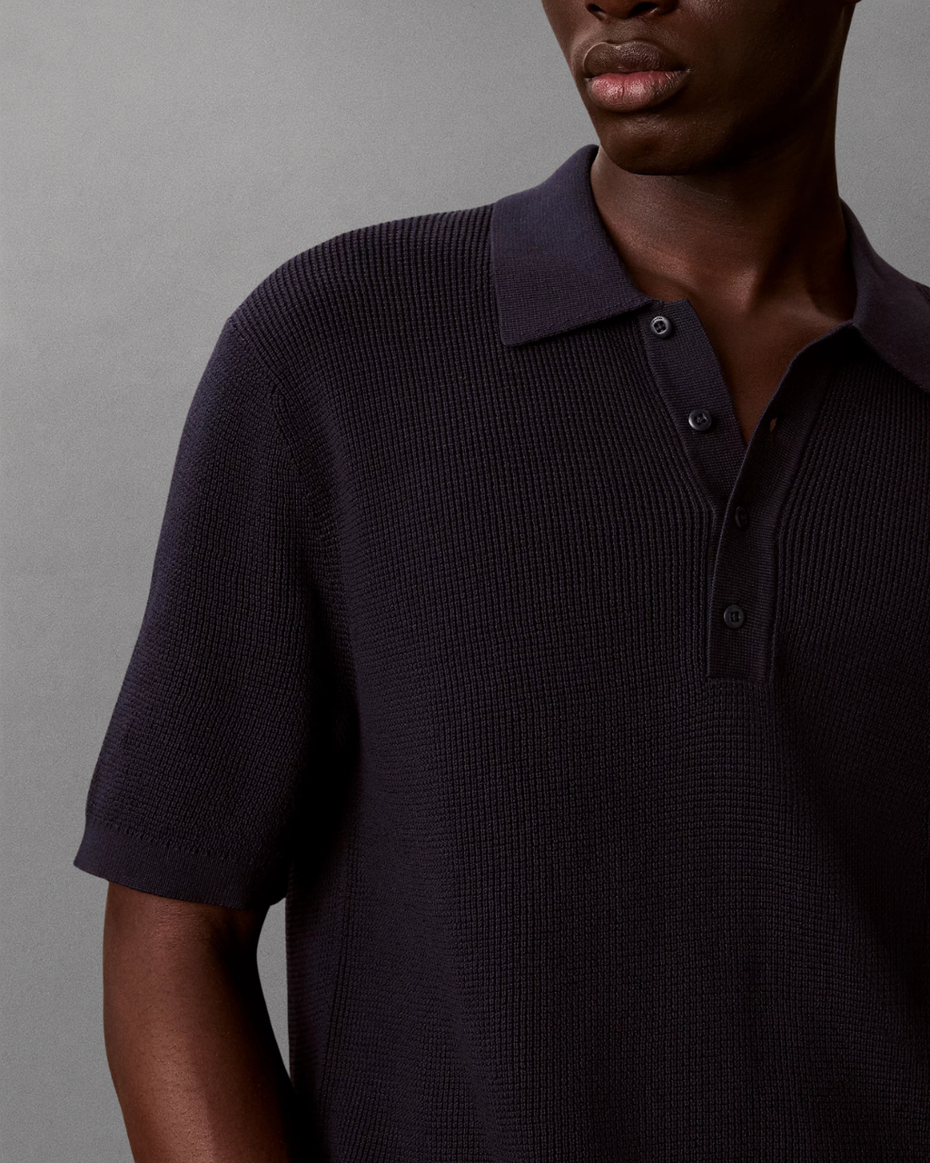 Calvin Klein Jeans - SS Cotton Waffle Polo Collarsweater - Blu