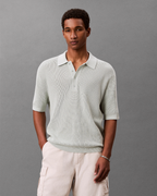 Calvin Klein Jeans - SS Cotton Waffle Polo Collarsweater - Verde