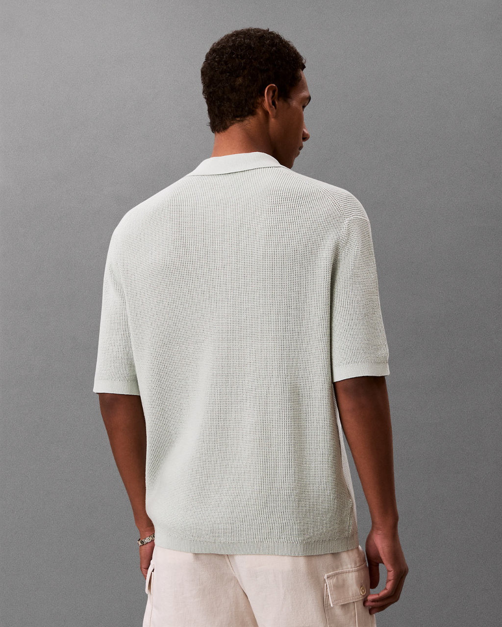 Calvin Klein Jeans - SS Cotton Waffle Polo Collarsweater - Verde