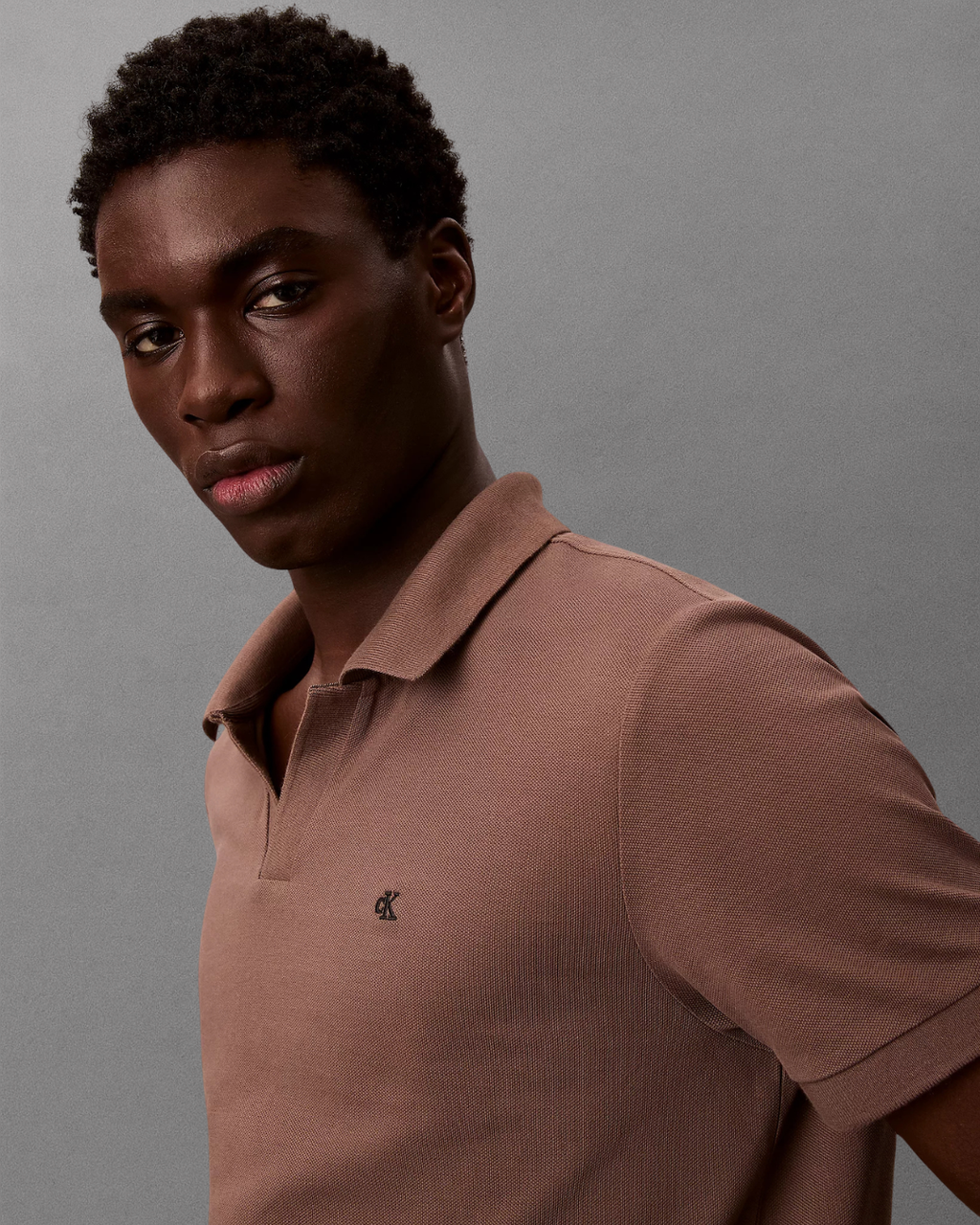Calvin Klein Jeans - SS Open Collar Casual Pique Polo - Moro