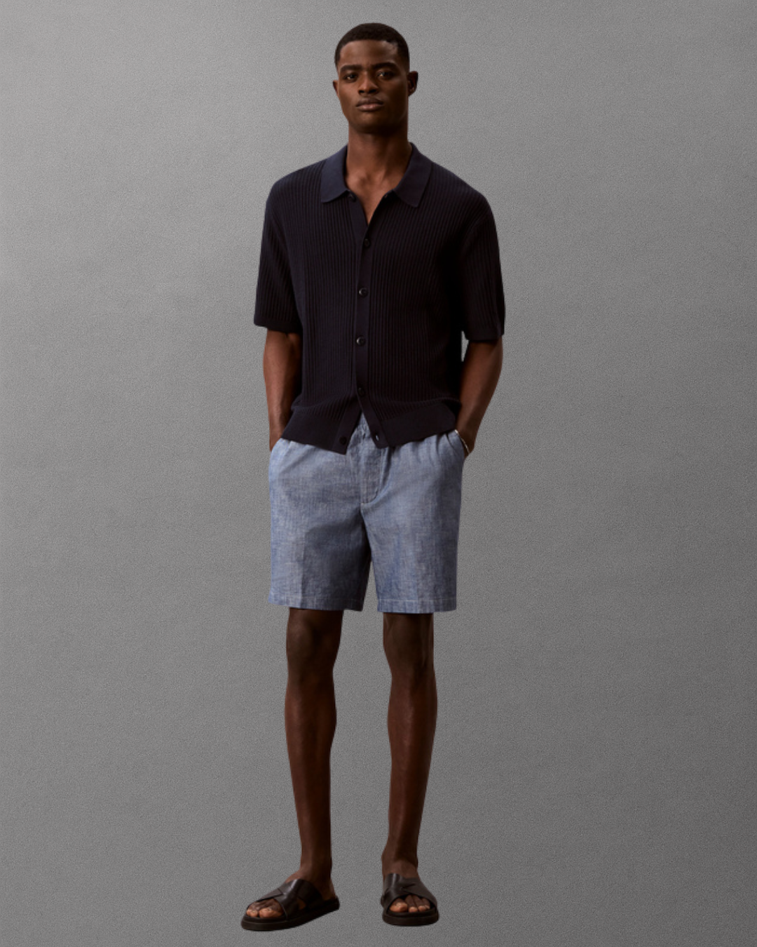 Calvin Klein Jeans - Straight Chambray 7" Pull On Short - Blu