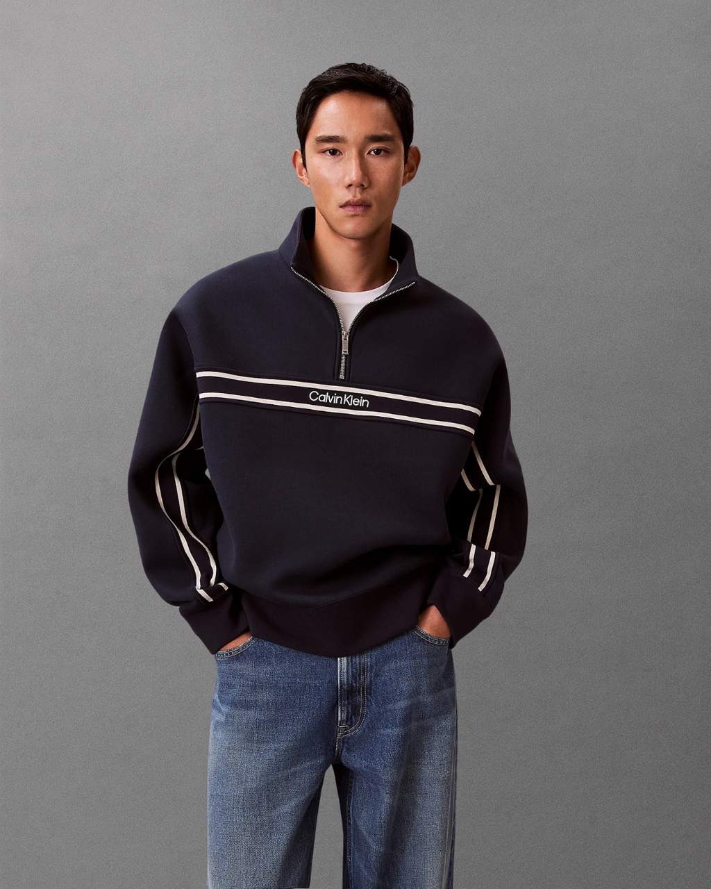 Cavin Klein Jeans - Cotton Spacer Stripe Rib Fleece - Blu