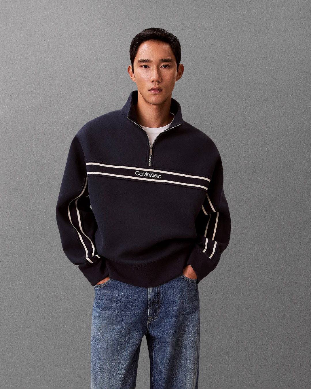 Cavin Klein Jeans - Cotton Spacer Stripe Rib Fleece - Blu