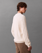 Calvin Klein Jeans - Easy Aop Cotton Crewneck Sweater - Tofu
