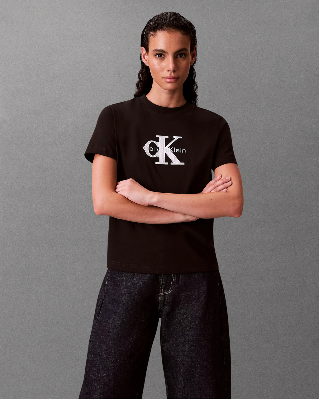 Cavin Klein Jeans - Classic Monologo Metallic Cneck - Nero