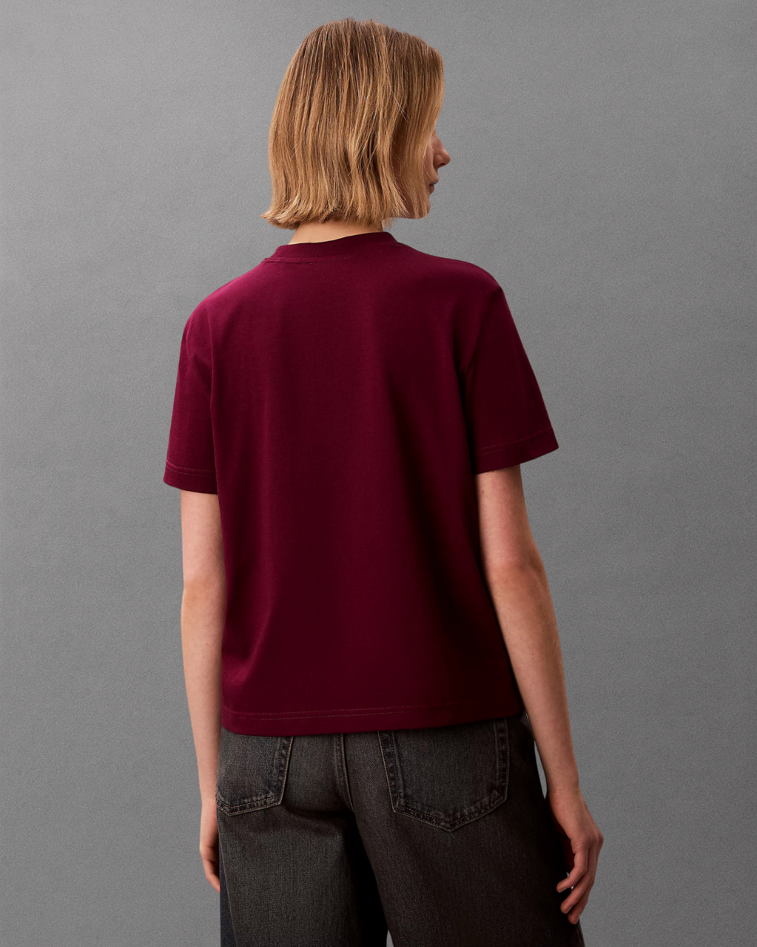 Cavin Klein Jeans - Classic Monologo Metallic Cneck - Bordeaux