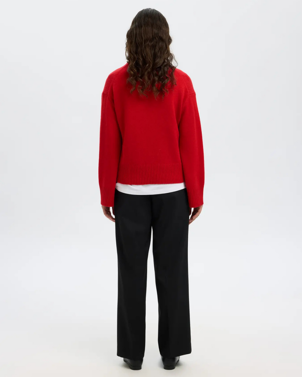 Selected Femme - Slfcille Cashmere Blend LS Knit O-neck - Rosso