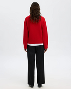 Selected Femme - Slfcille Cashmere Blend LS Knit O-neck - Rosso