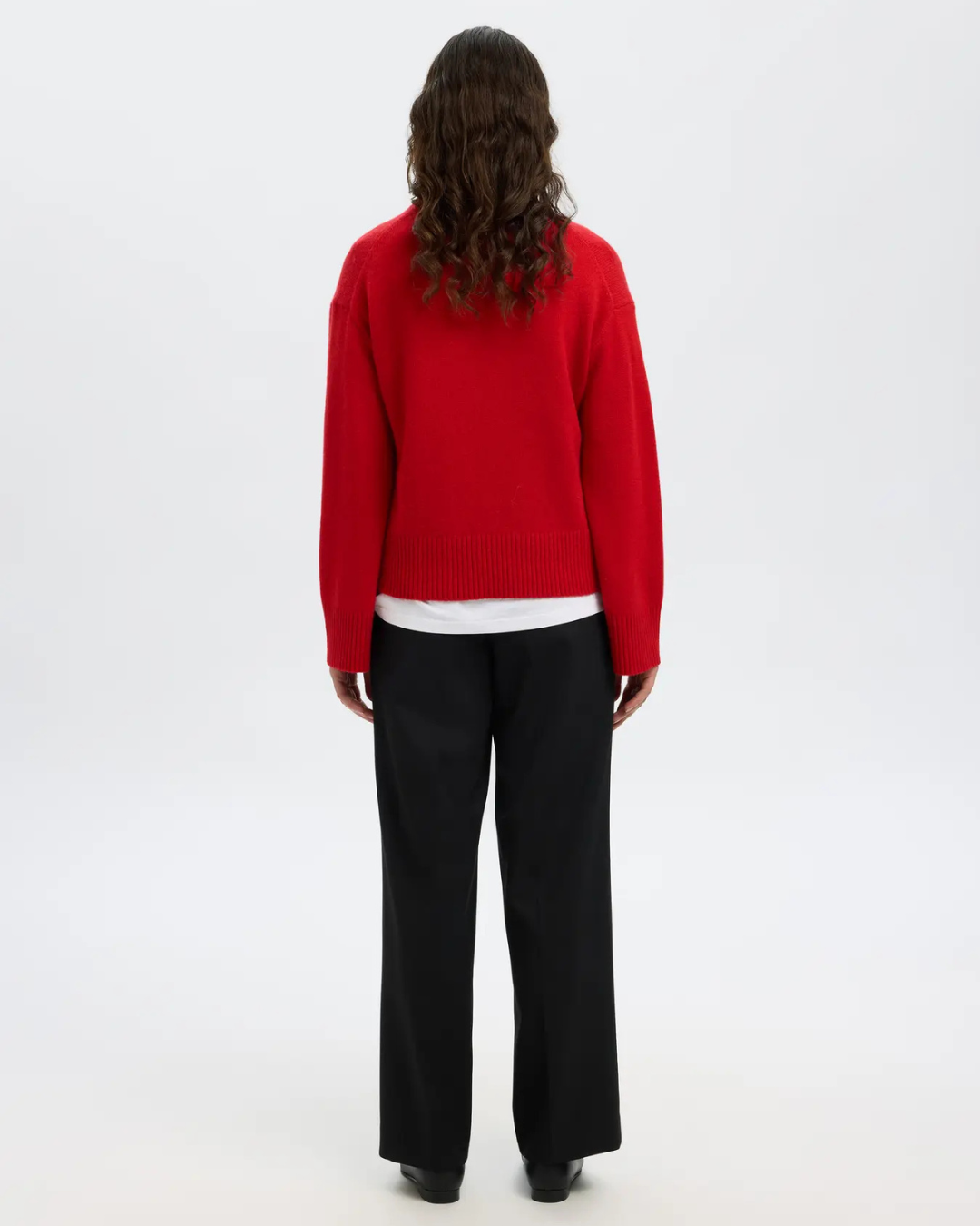 Selected Femme - Slfcille Cashmere Blend LS Knit O-neck - Rosso