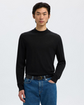 Selected Homme - Slhtray LS Knit Merino Mock Neck Noos - Nero