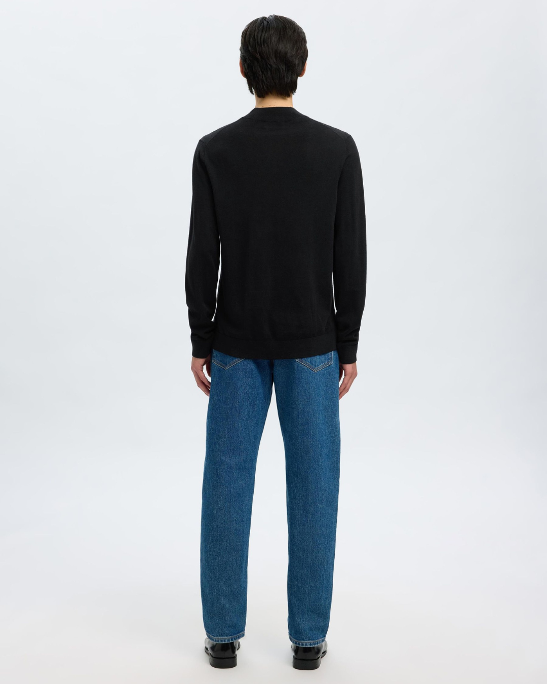 Selected Homme - Slhtray LS Knit Merino Mock Neck Noos - Nero