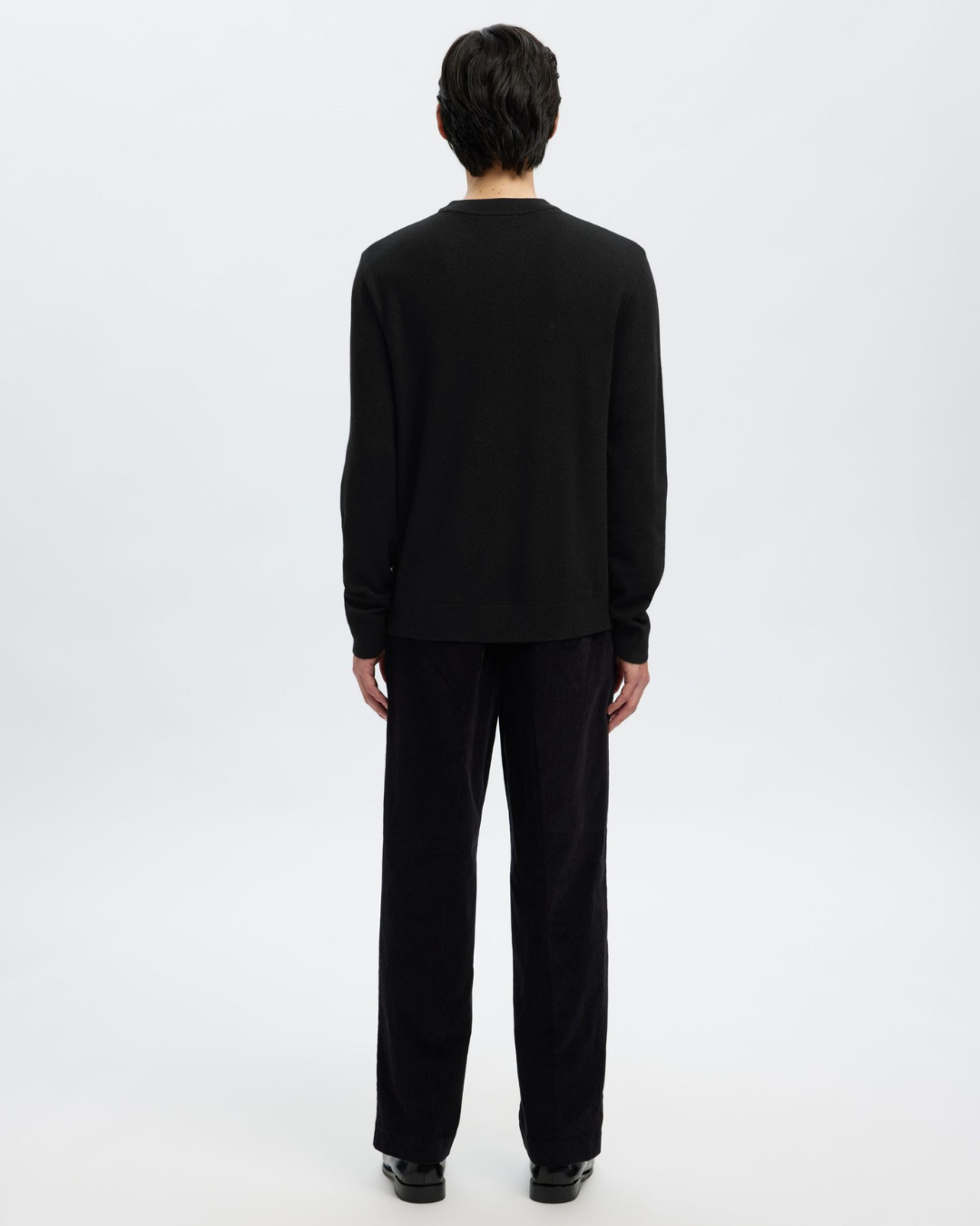 Selected Homme - Slhtray Merino Brushed Relaxed Crew Noos - Nero